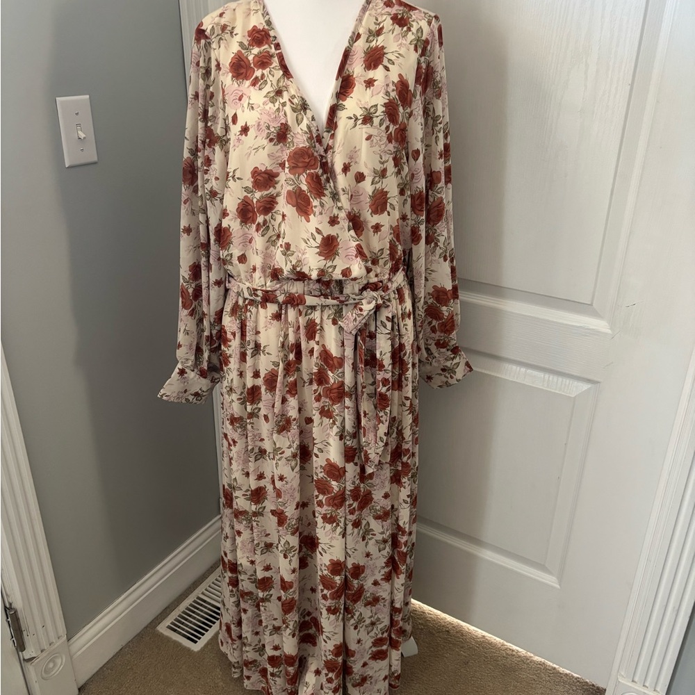 Indigo Soul Rust Floral Long Sleeve Dress 2XL - Picture 2 of 12